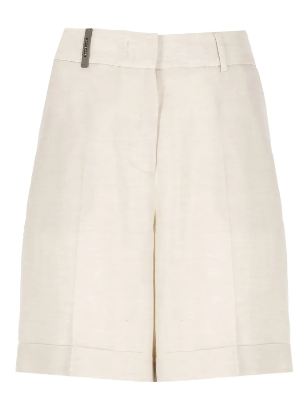 Peserico leather-detail shorts Beige