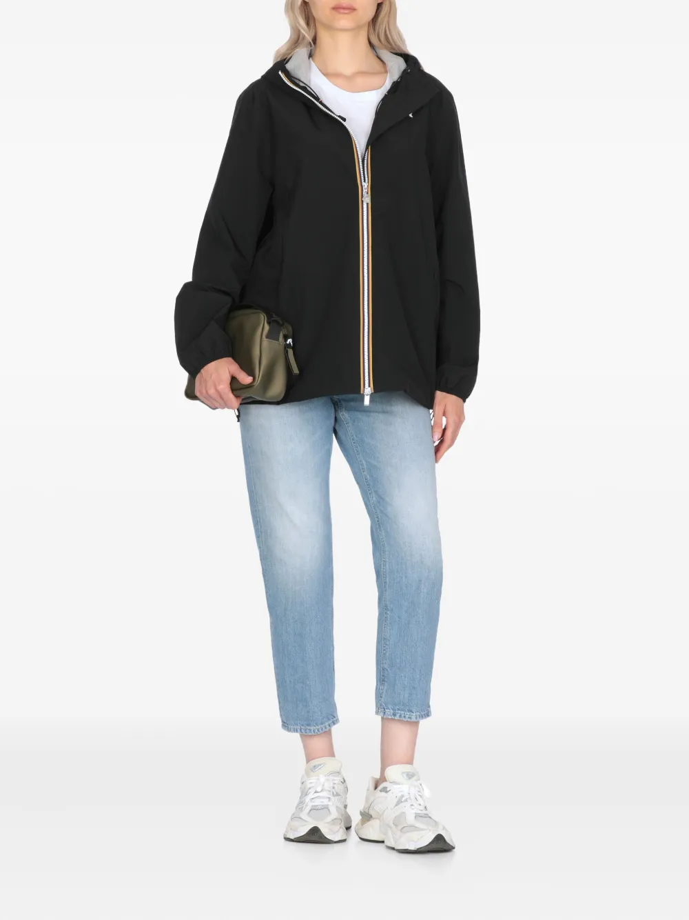  K-way Marguerite Hooded Zip-front Jacket - Black 