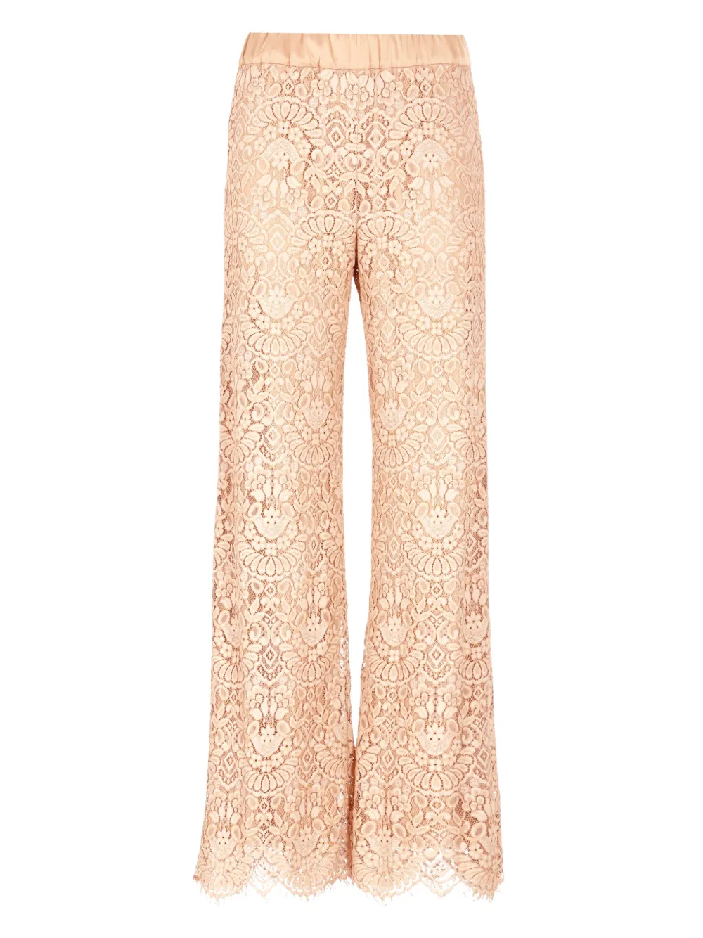 elastic-waistband lace trousers