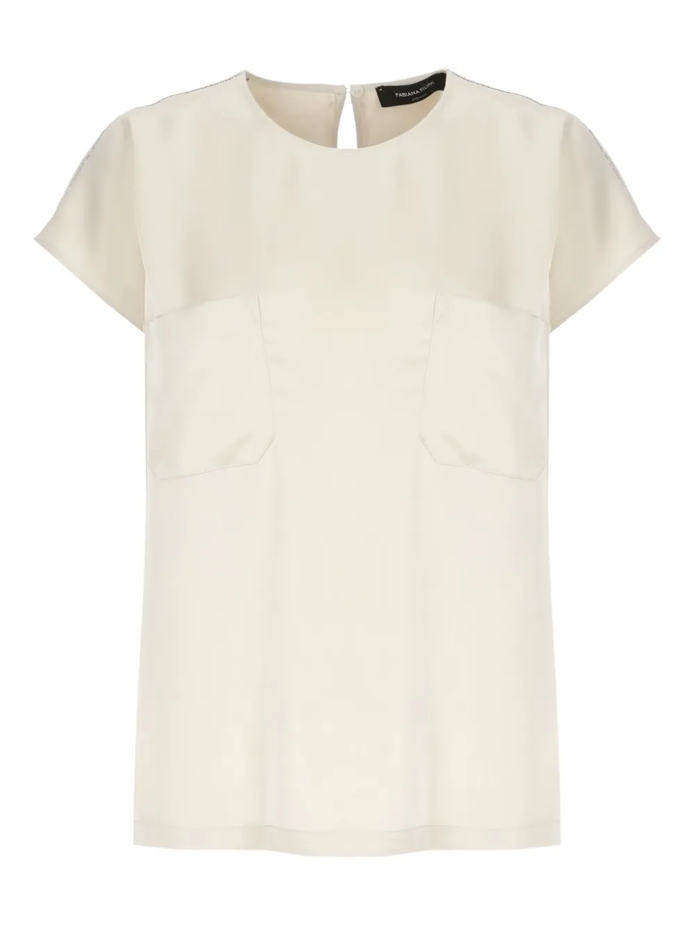 short-sleeved patch-pocket blouse