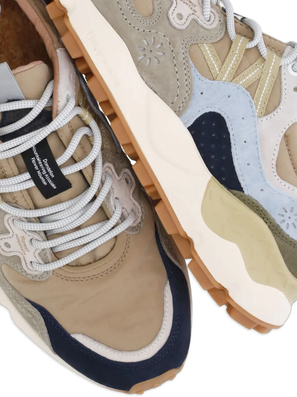 FLOWER MOUNTAIN Yamano 3 sneakers met leren vlakken Beige