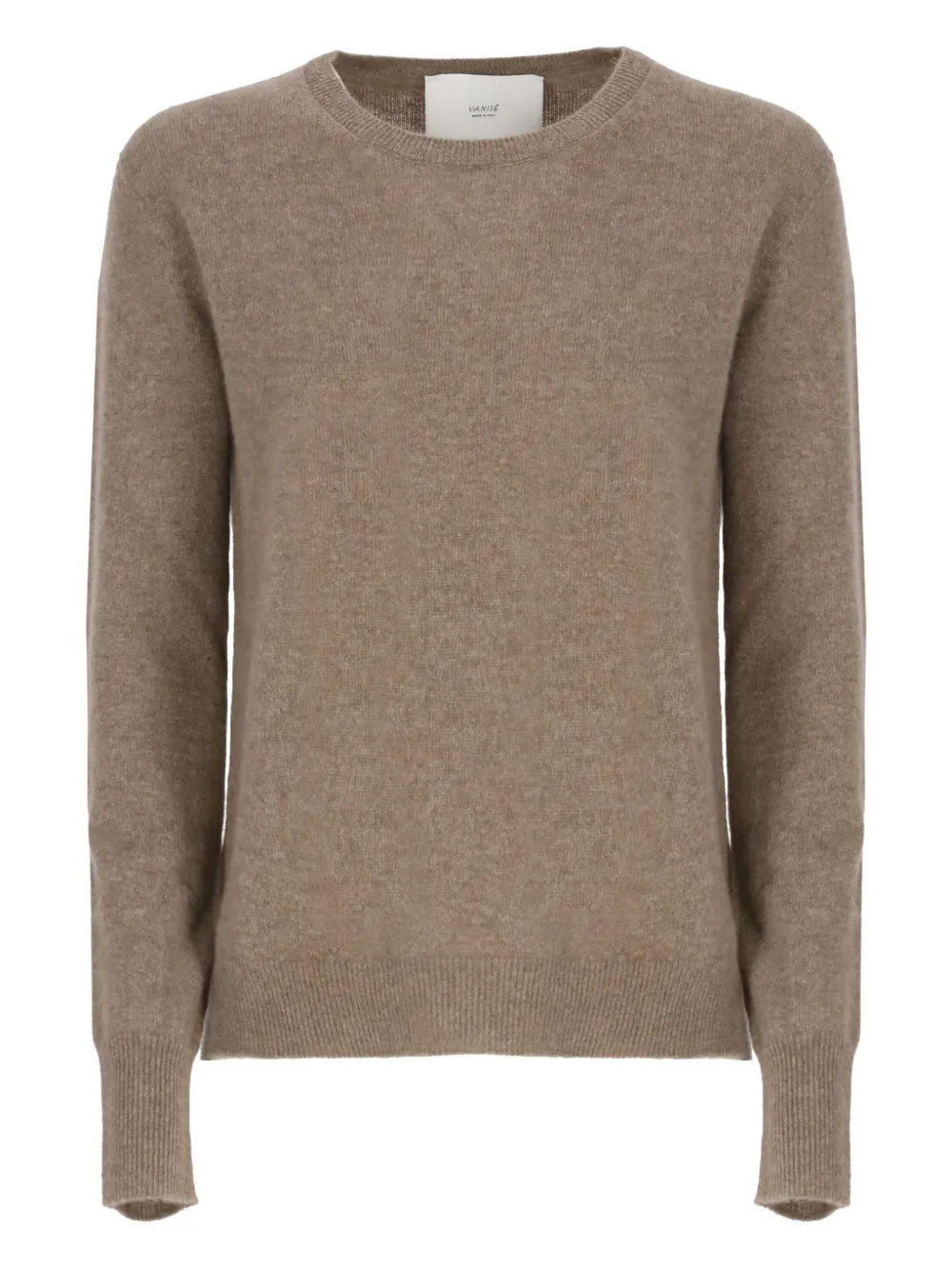 Vanisé Cashmere Sweater With Ribbed Trims In Brown