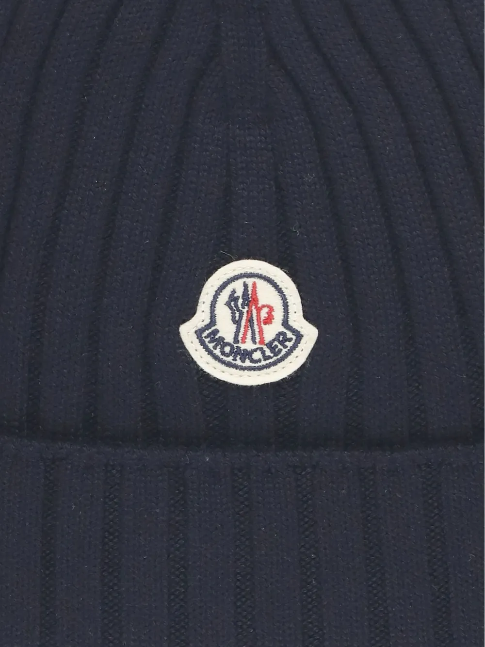 Moncler Enfant Ribgebreide muts met logo Zwart