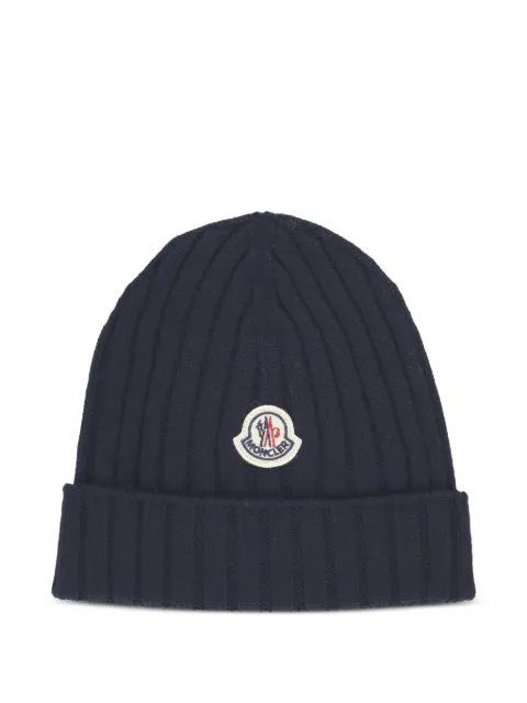 Moncler Enfant ribbed-knit logo beanie hat