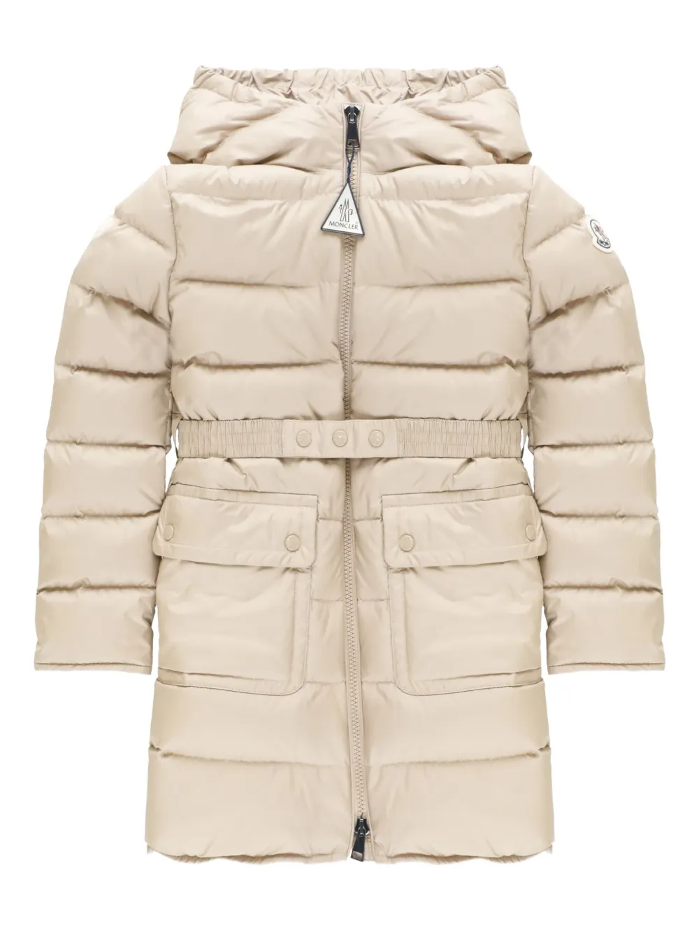 Moncler Enfant hooded belted down jacket - ニュートラル Moncler Enfant hooded belted down jacket - ニュートラル