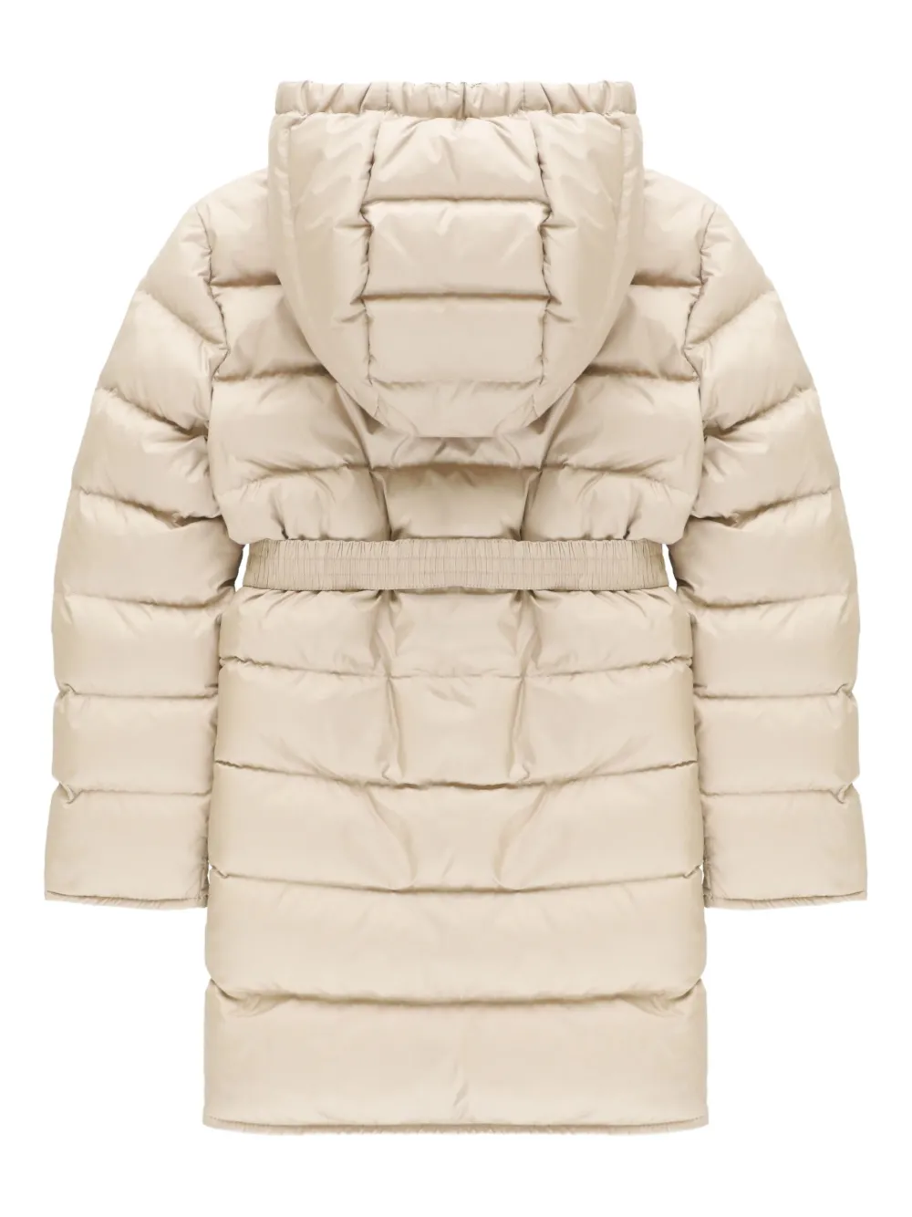 Moncler Enfant hooded belted down jacket Beige