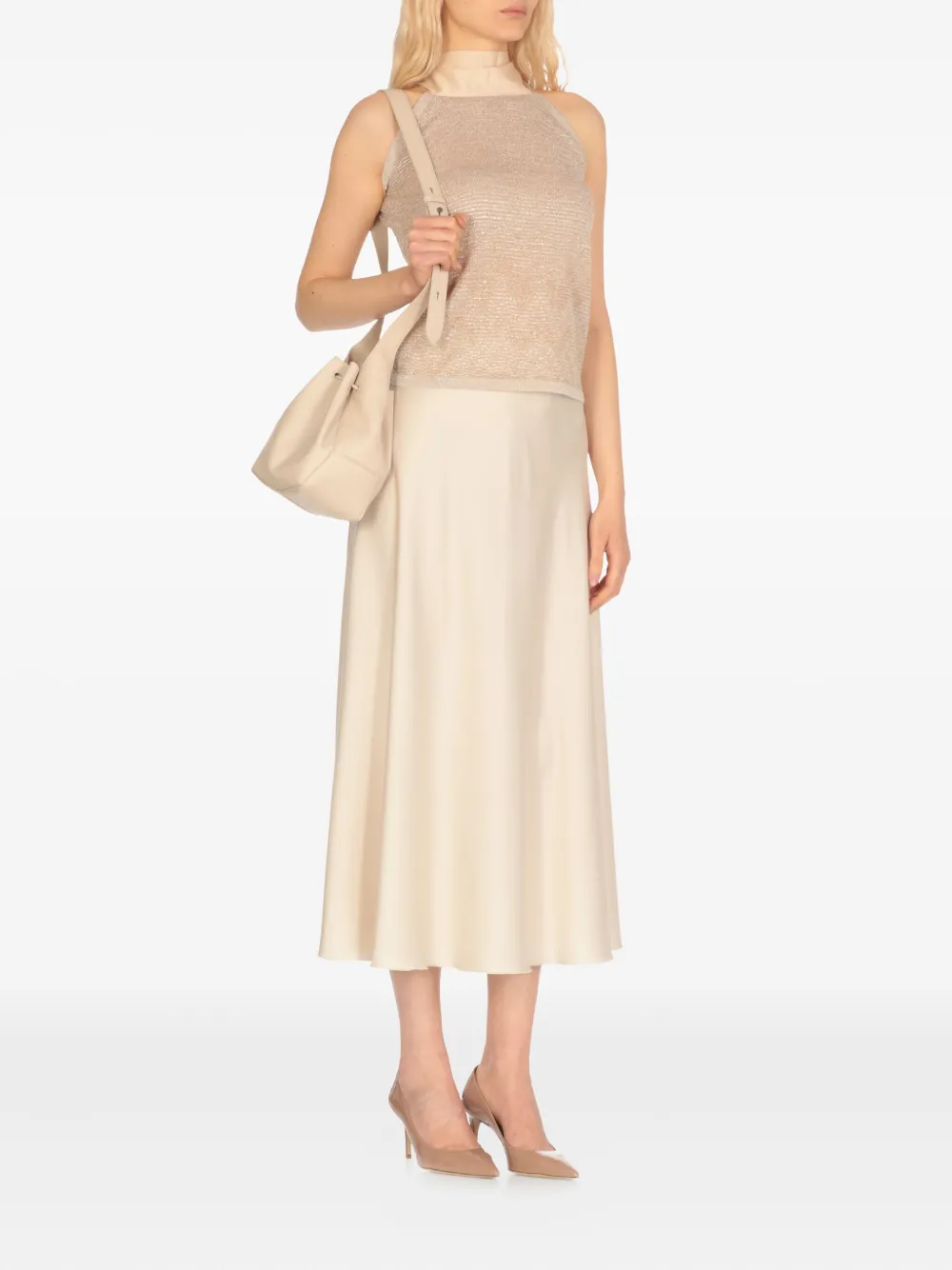 D.Exterior lurex halter neck top - Beige