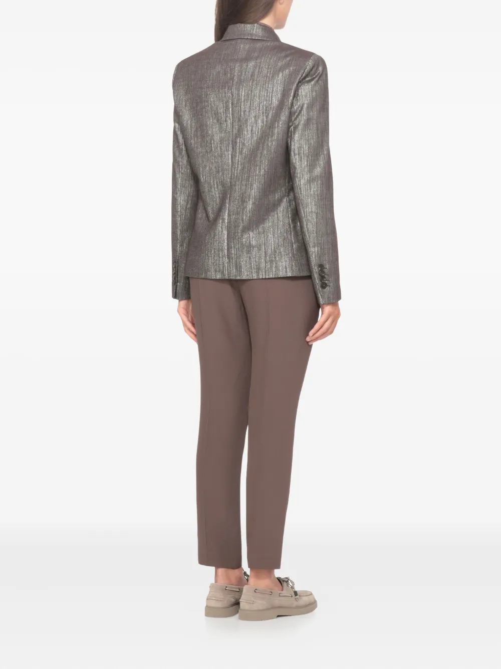 Brunello Cucinelli peak-lapel double-breasted blazer Bruin