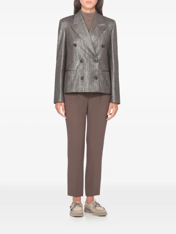 Brunello Cucinelli ピークドラペル ダブルジャケット | ブラウン