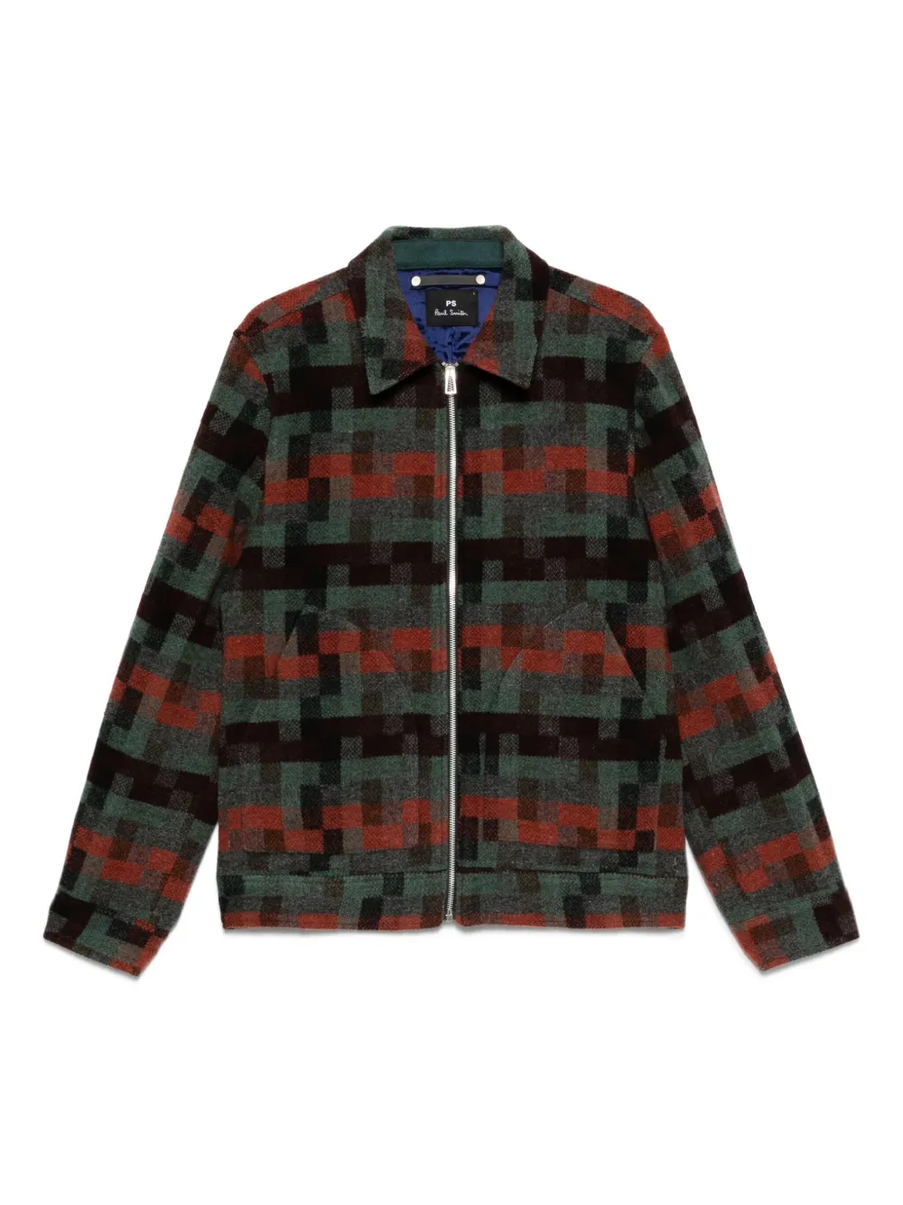 PS Paul Smith geometric-pattern wool jacket Groen