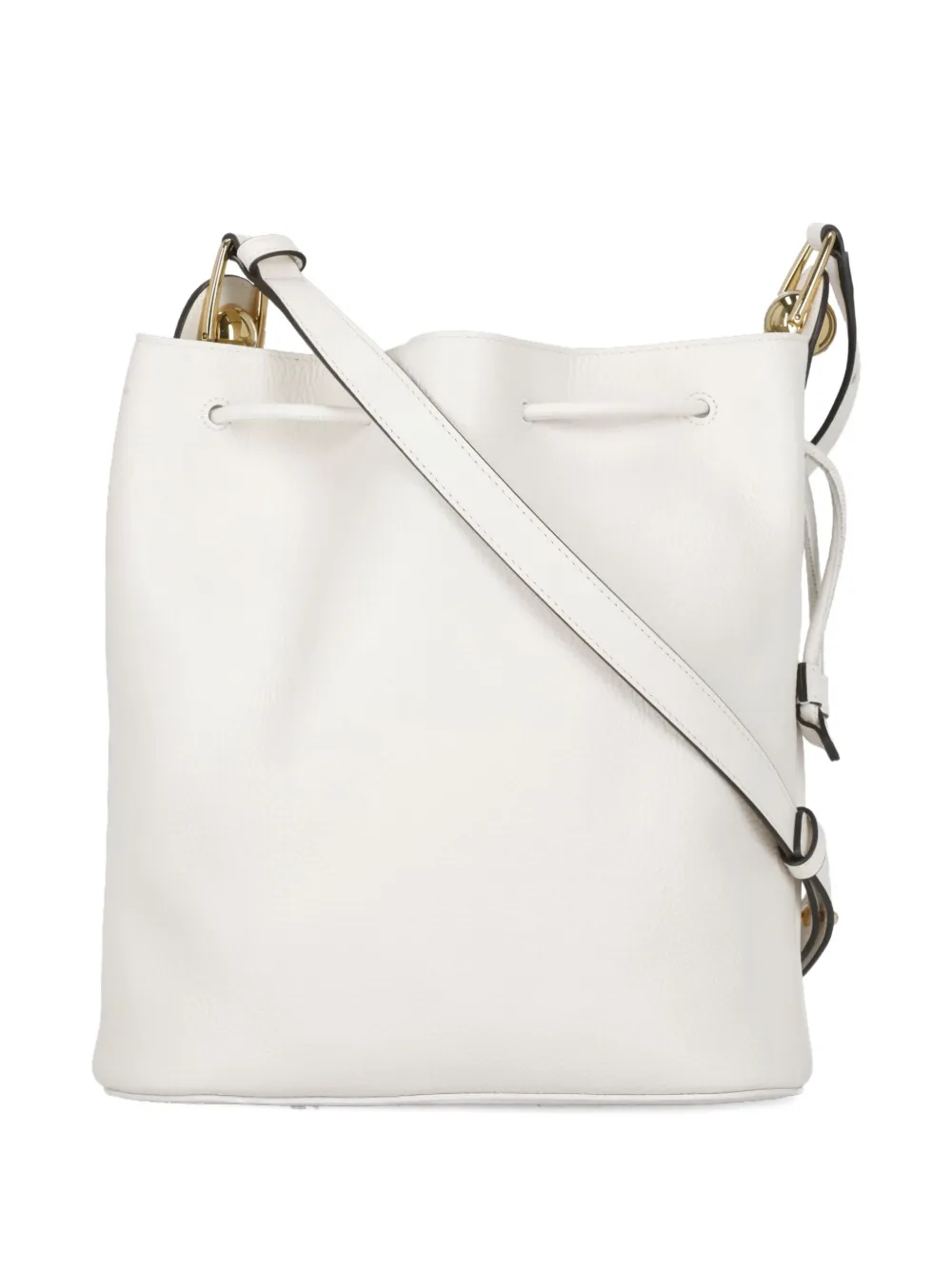 Furla ドローストリング レザーショルダーバッグ - ホワイト Furla ドローストリング レザーショルダーバッグ - ホワイト