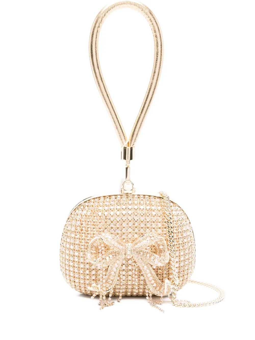 Self-Portrait mini crystal-embellishment clutch bag Goud