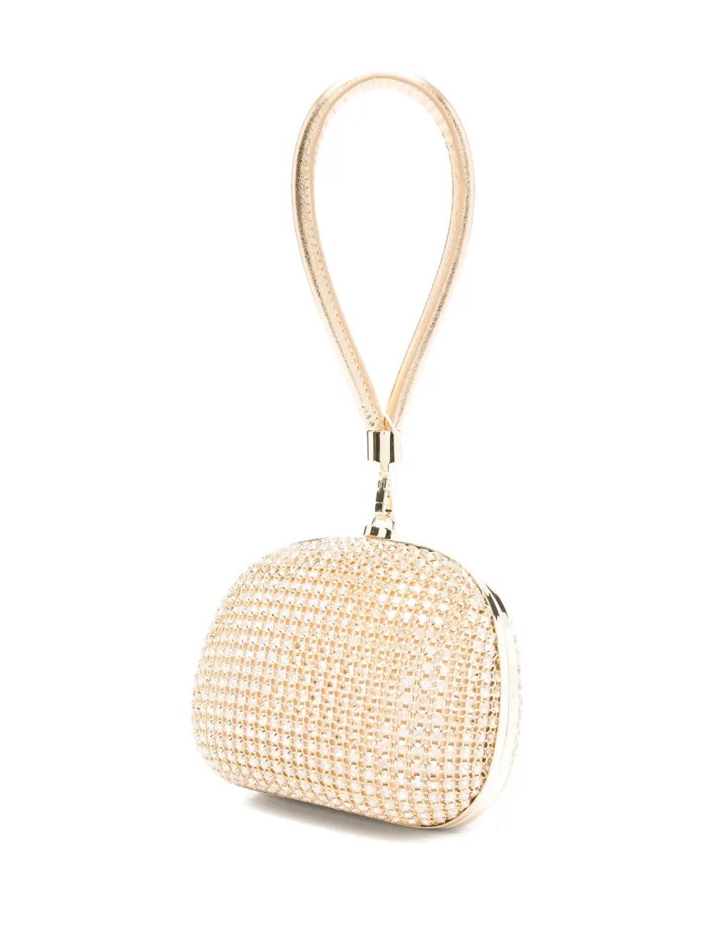 Self-Portrait mini crystal-embellishment clutch bag Goud