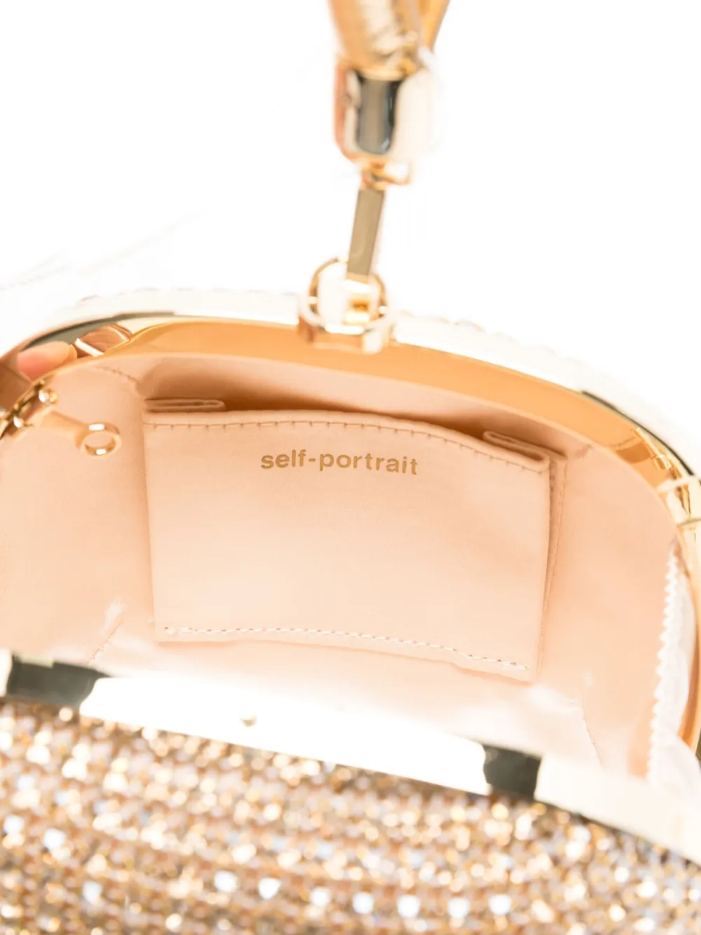 Self-Portrait mini crystal-embellishment clutch bag Goud