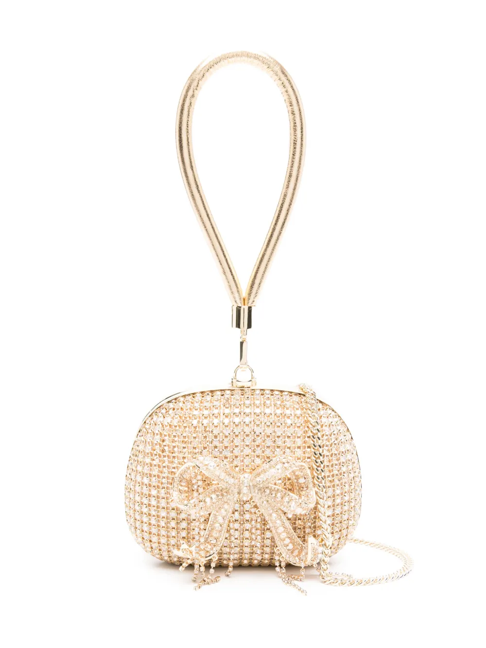 Self-Portrait mini crystal-embellishment clutch bag Goud