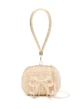 Self-Portrait mini crystal-embellishment clutch bag - Gold