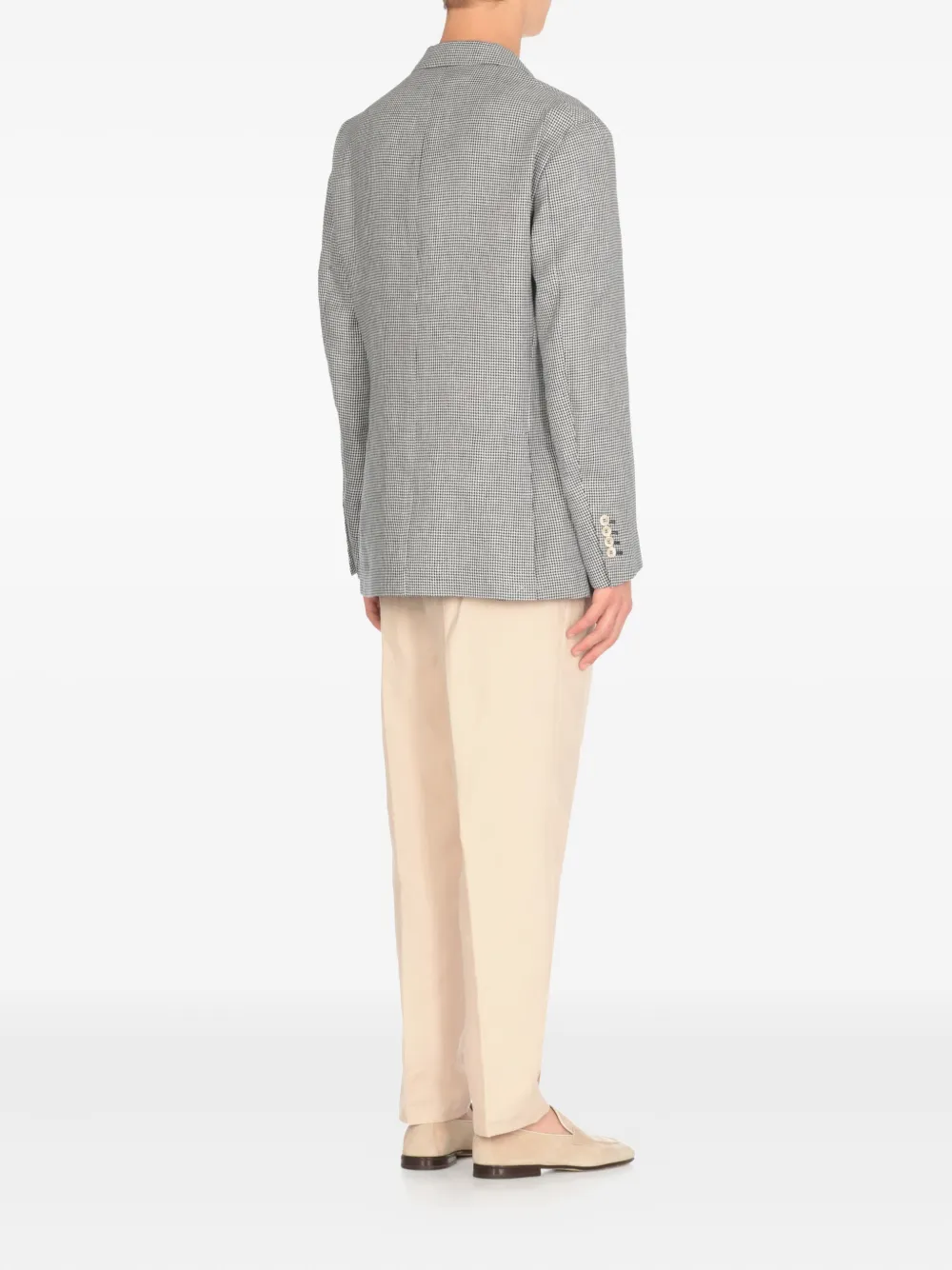 Brunello Cucinelli Linnen blazer met pied-de-poule print Grijs