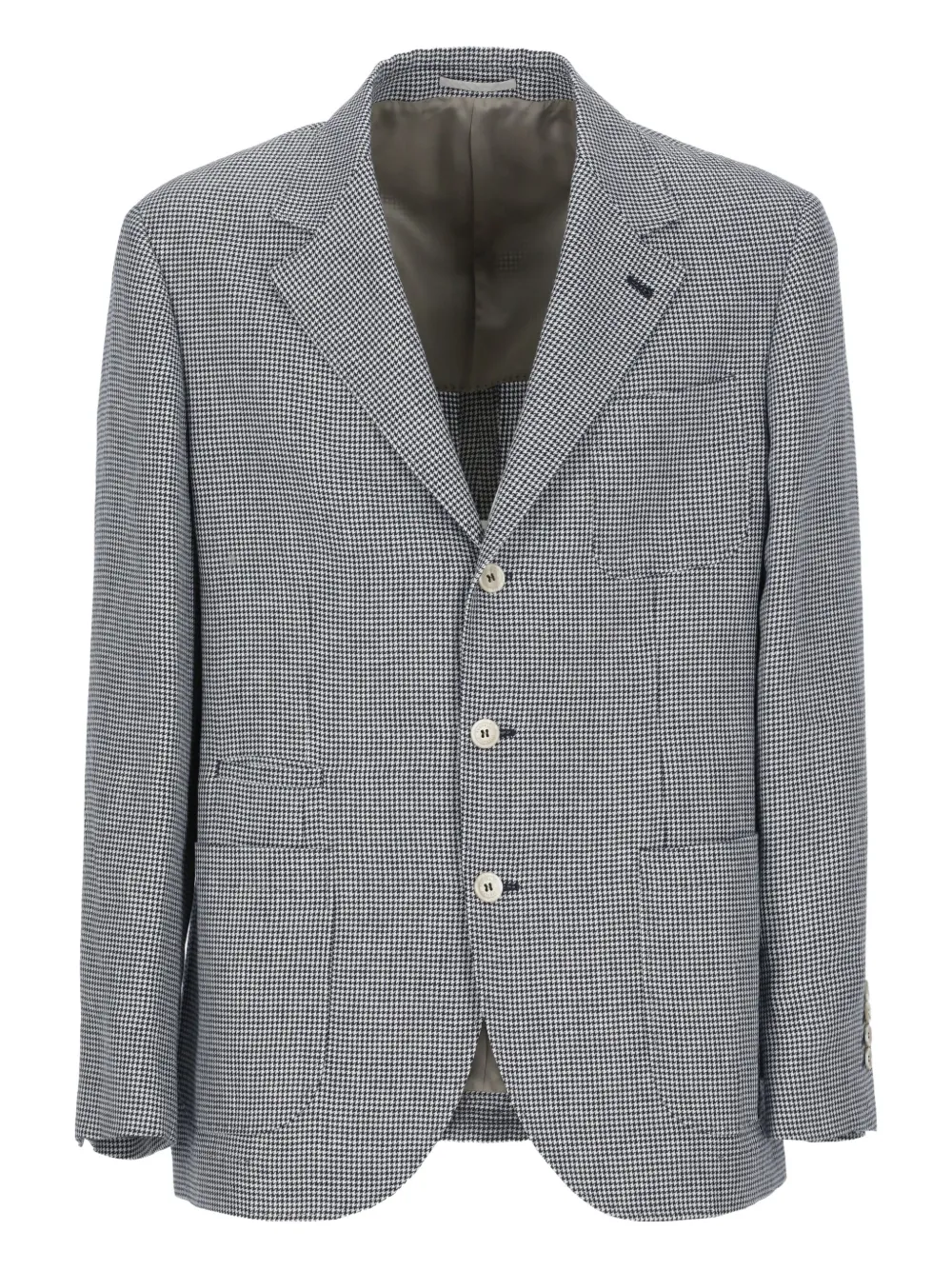 Brunello Cucinelli Linnen blazer met pied-de-poule print Grijs