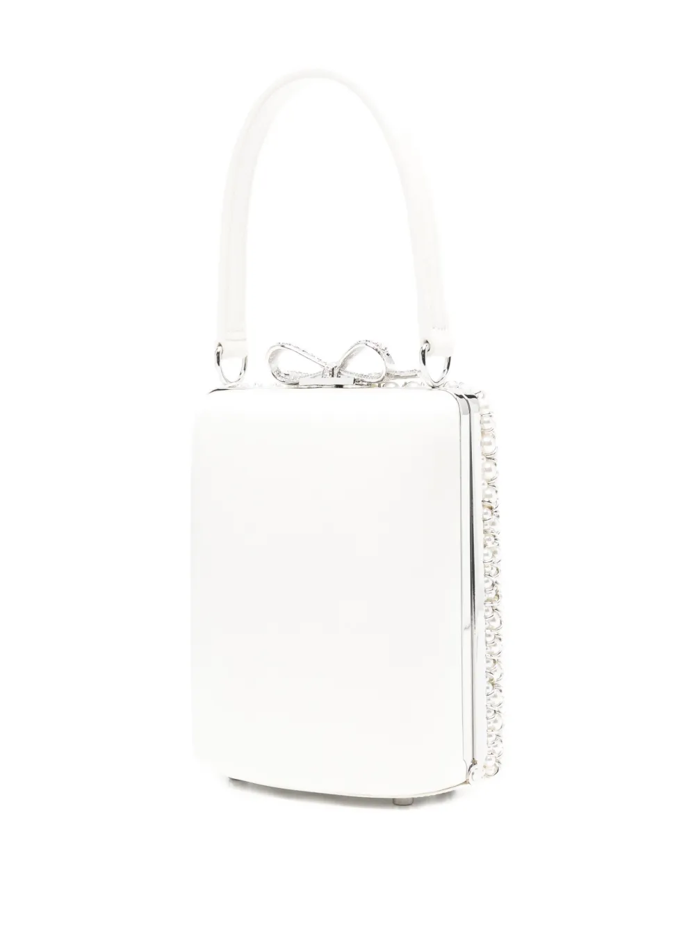 Self-Portrait mini pearl-embellishment tote bag Wit