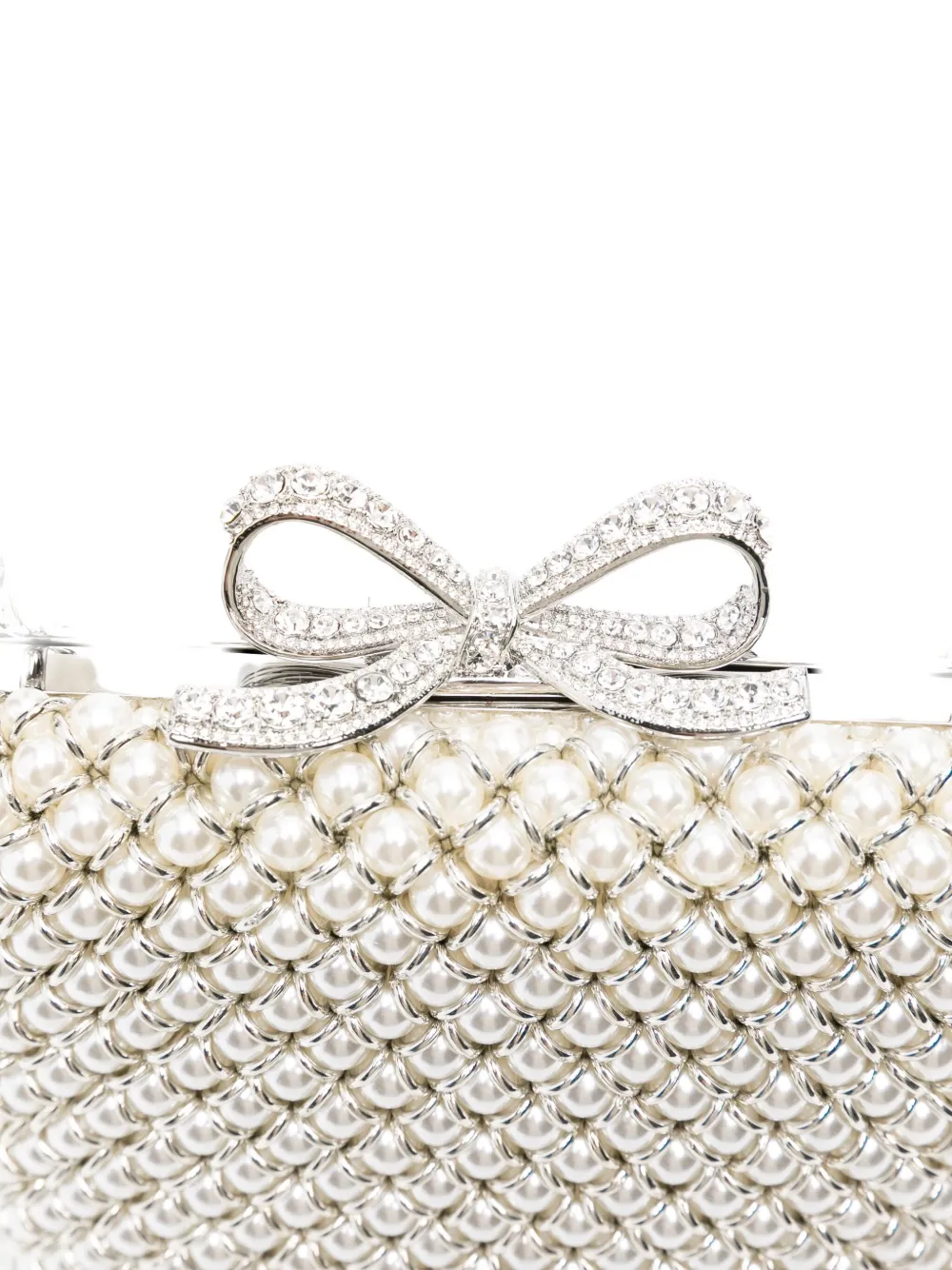 Self-Portrait mini pearl-embellishment tote bag Wit