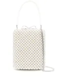 Self-Portrait mini pearl-embellishment tote bag - White