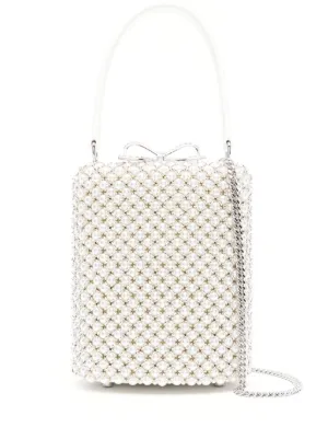 ハンドバッグ SELF-PORTRAIT Woman Handbag White SS25305AC PEARL Canvas Curved Shoulder Bag – self-portrait-US