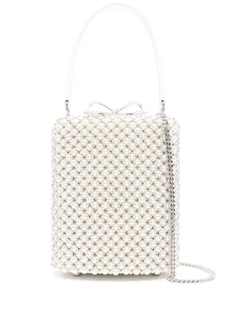 Self-Portrait mini pearl-embellishment tote bag