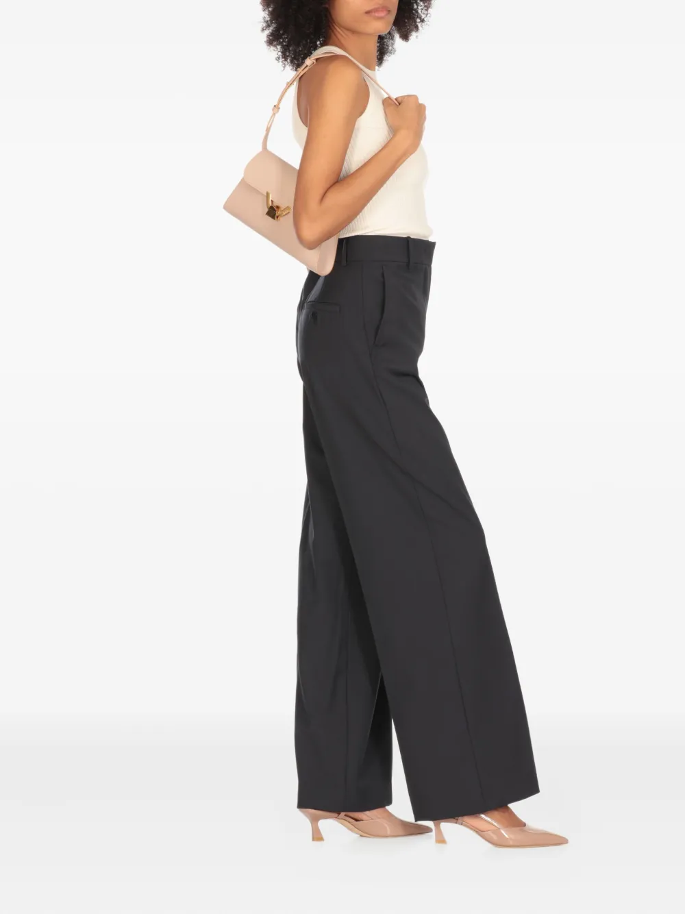 Coccinelle Kleine Dew leren schoudertas - Beige