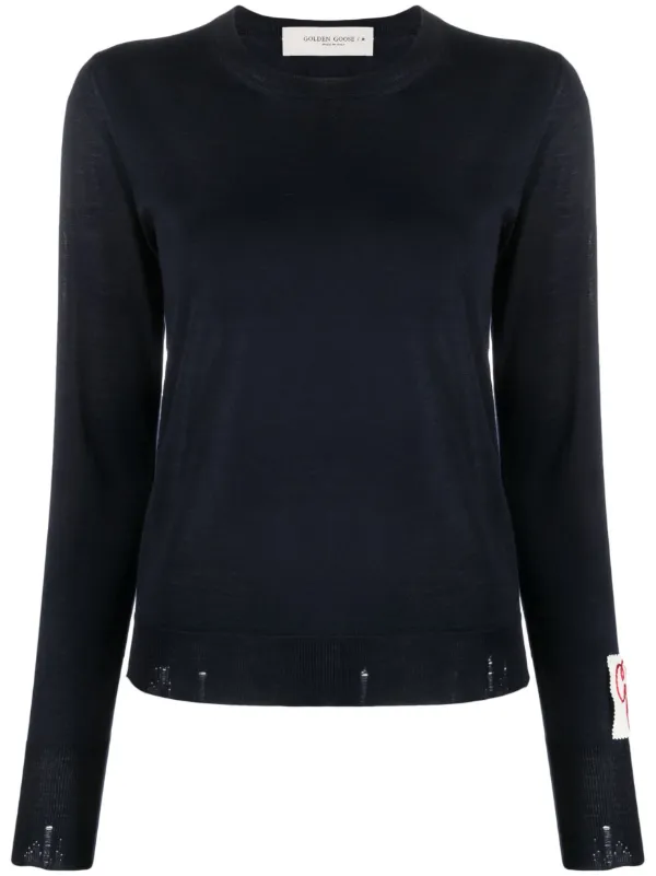 Golden Goose Sweater in Light Brown Merino Wool in Blue
