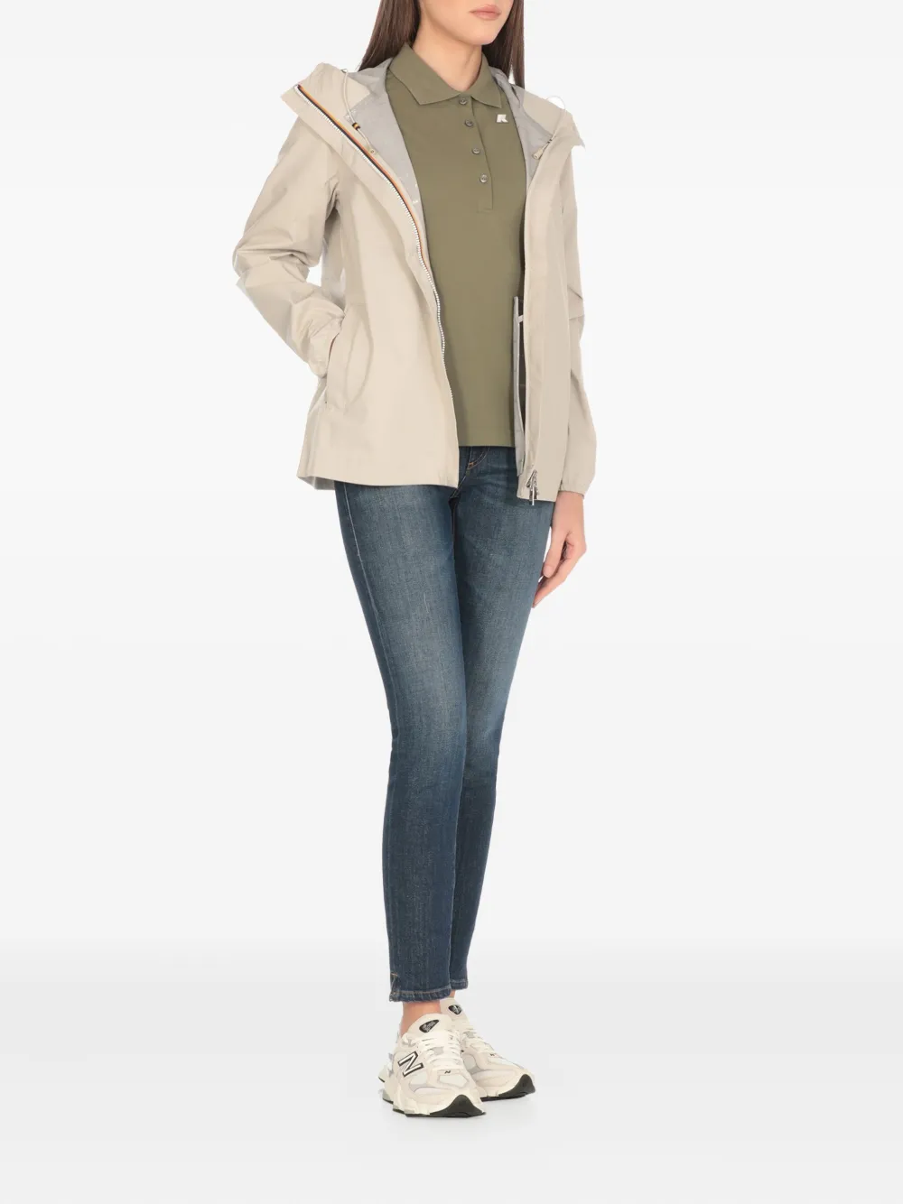  K-way Hooded Zip-front Jacket - Neutrals 