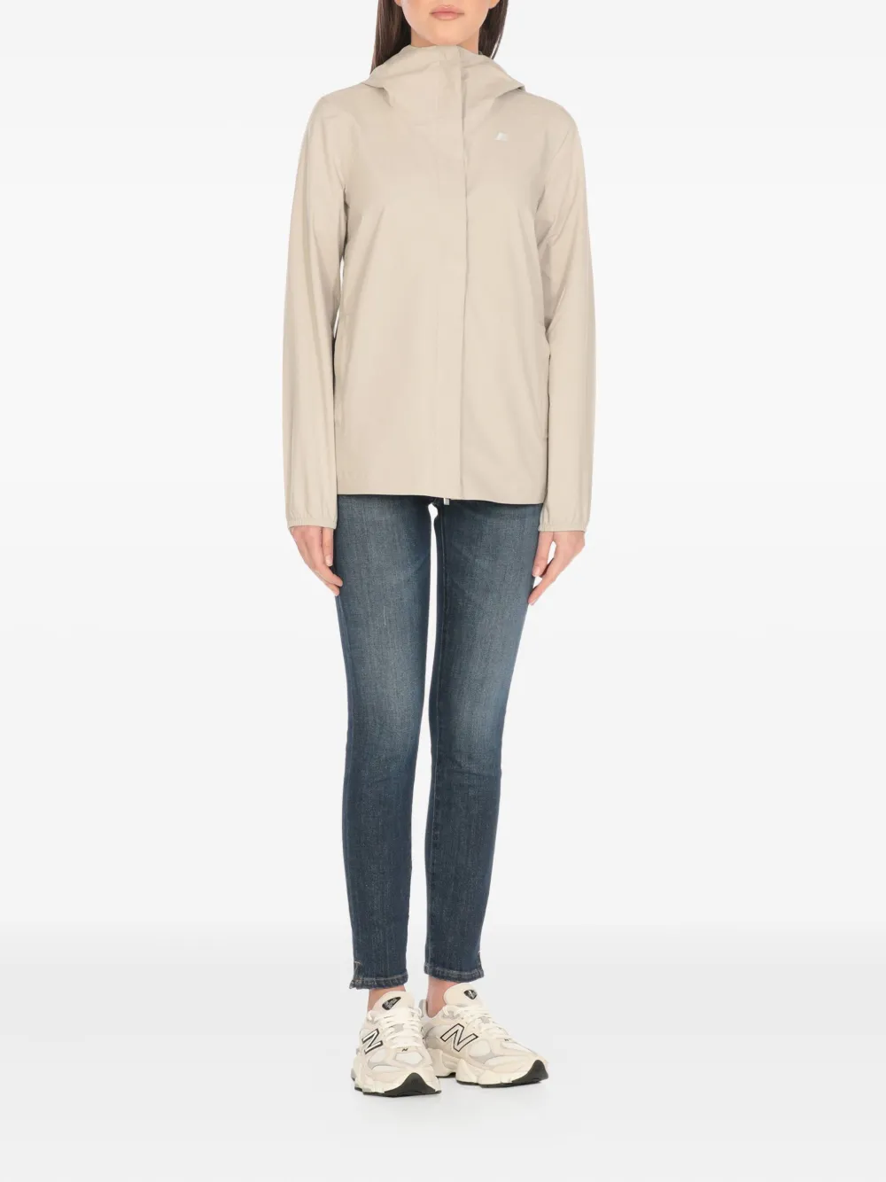  K-way Hooded Zip-front Jacket - Neutrals 