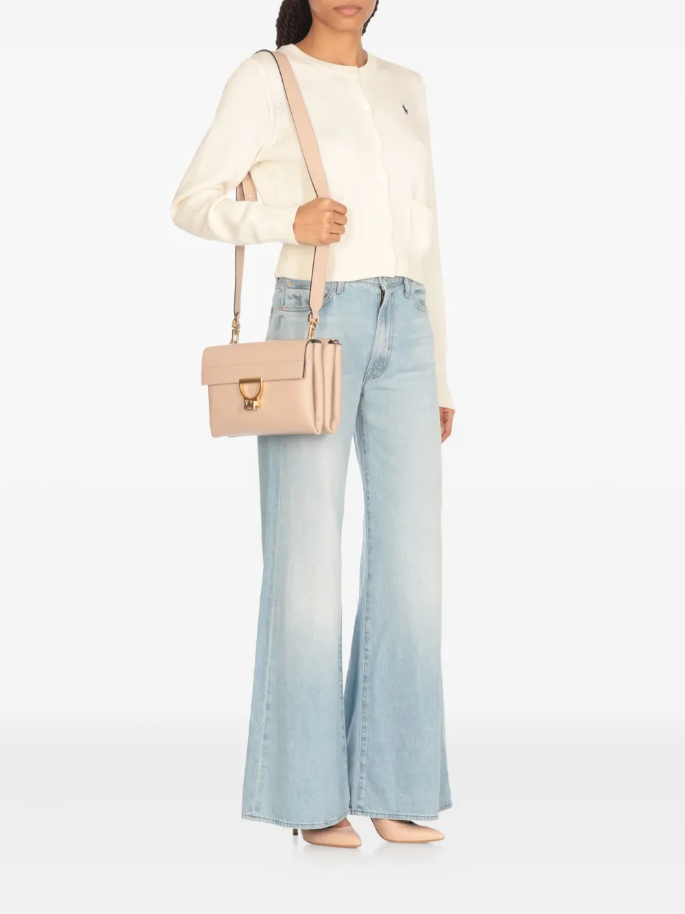 Coccinelle flap leather shoulder bag - Roze