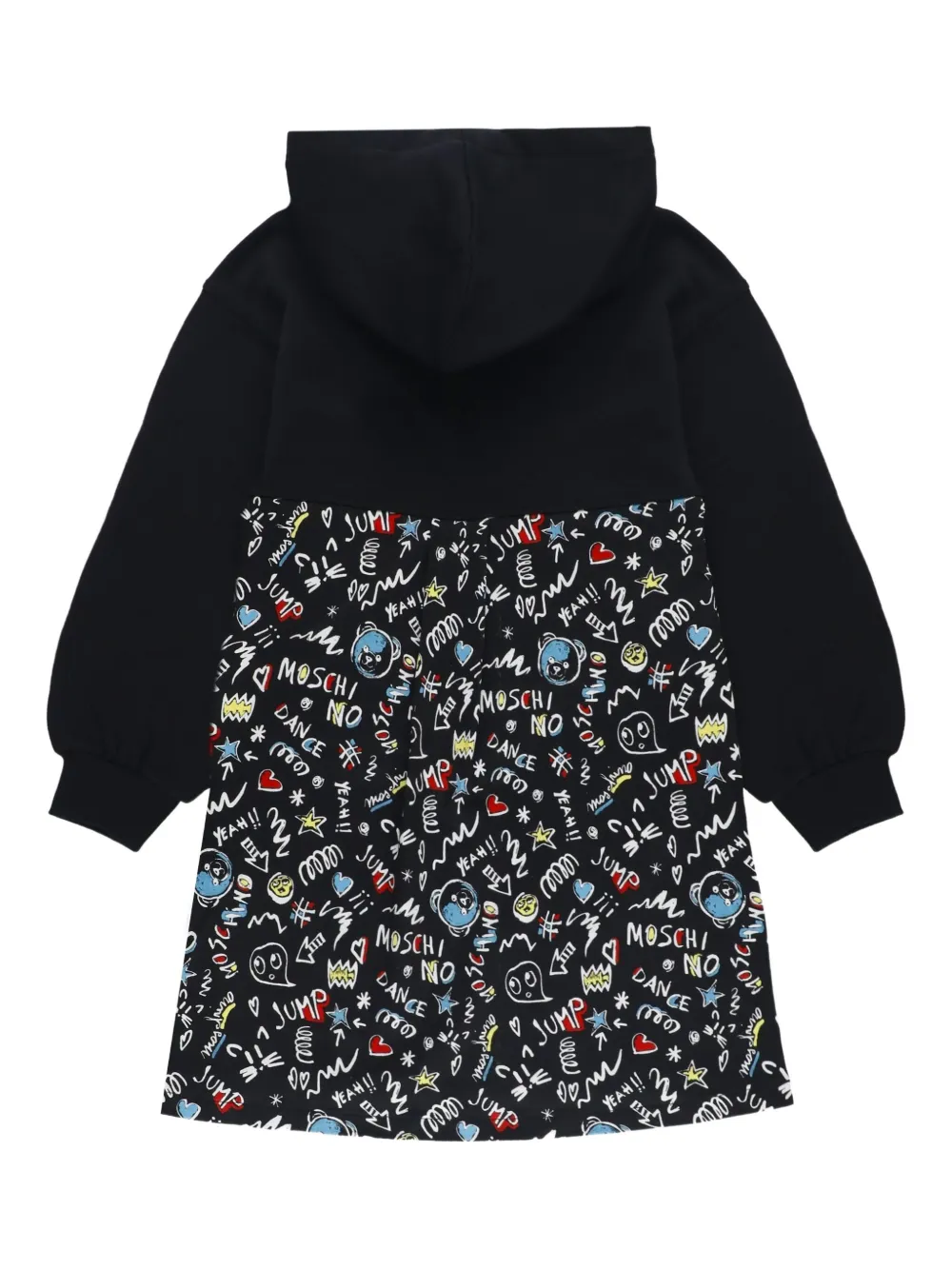 Moschino Kids Jurk met capuchon en logoprint Zwart