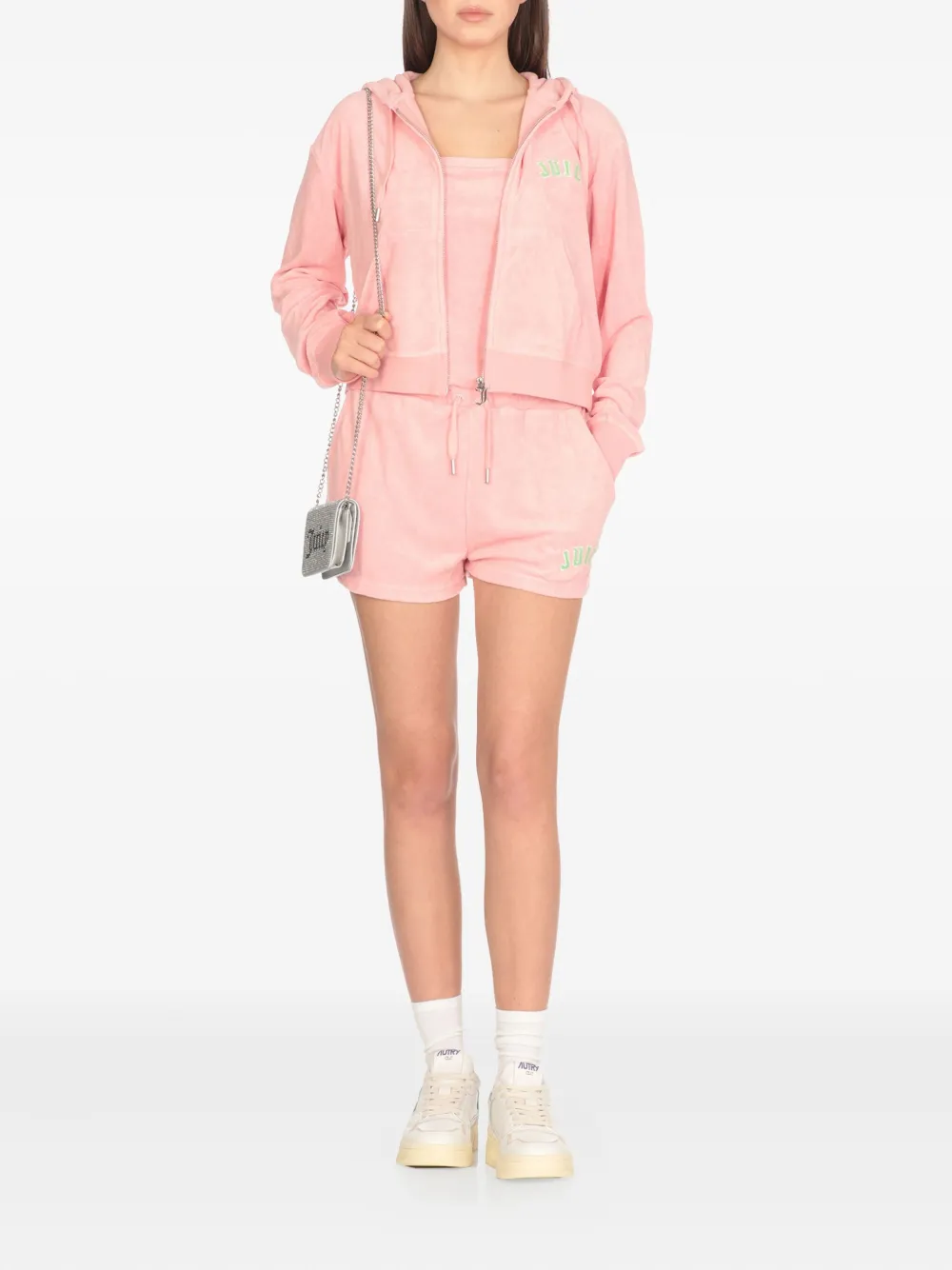 Juicy Couture logo-embroidered zip-up hoodie - Roze