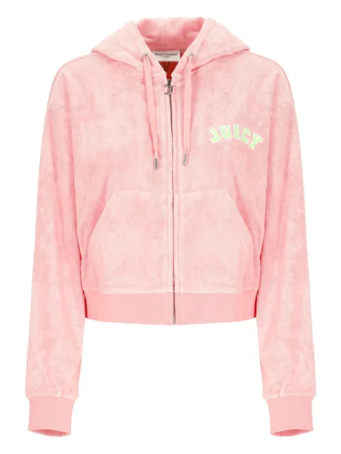 Juicy Couture logo-embroidered zip-up hoodie