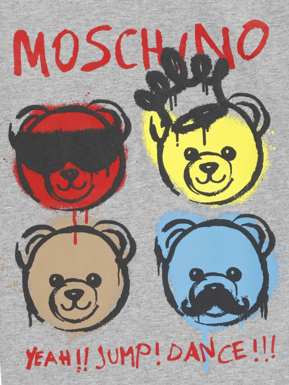 Moschino Kids teddy-print crew-neck T-shirt Grijs
