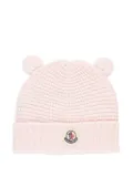 Moncler Enfant textured-logo beanie - Pink