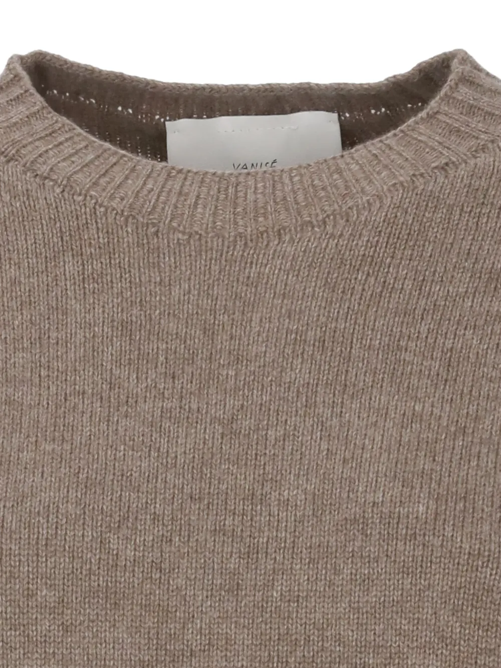 Vanisé Merino Wool Crew Neck Long Sleeve Sweater In Brown