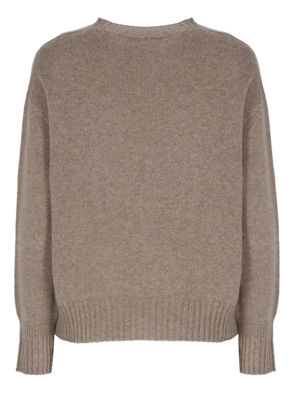 Vanisé Merino Wool Crew Neck Long Sleeve Sweater In Brown