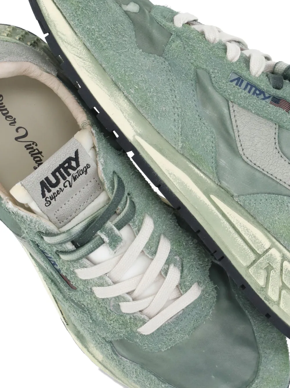Autry Reelwind Metallic-panel Suede Sneakers In Green