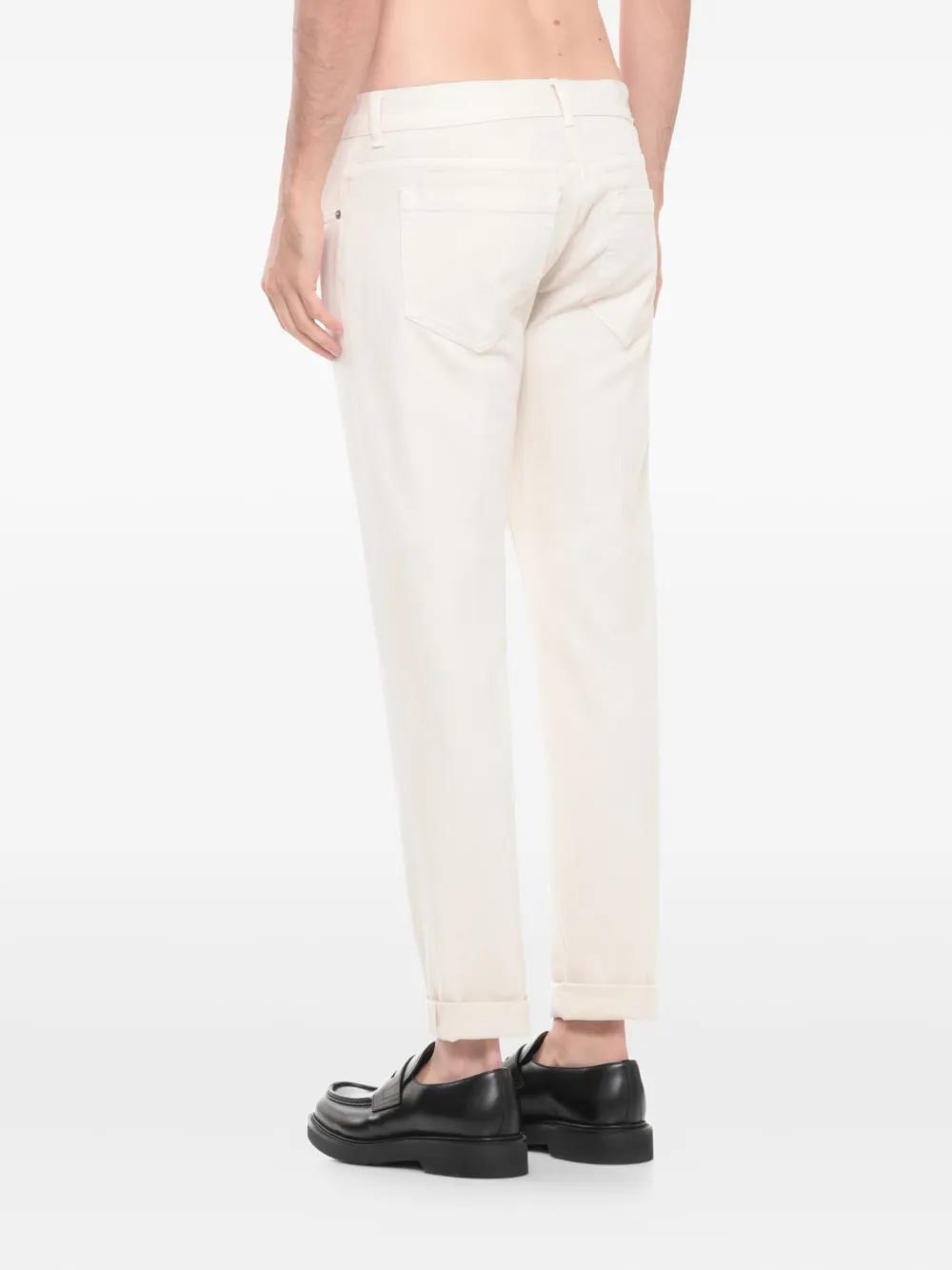 Dondup Straight Trousers With Rolled Cuffs And Pockets In White