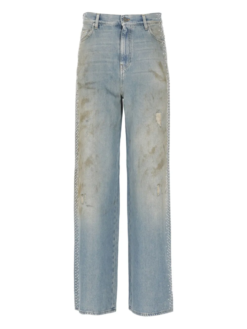 side-stud embellished jeans