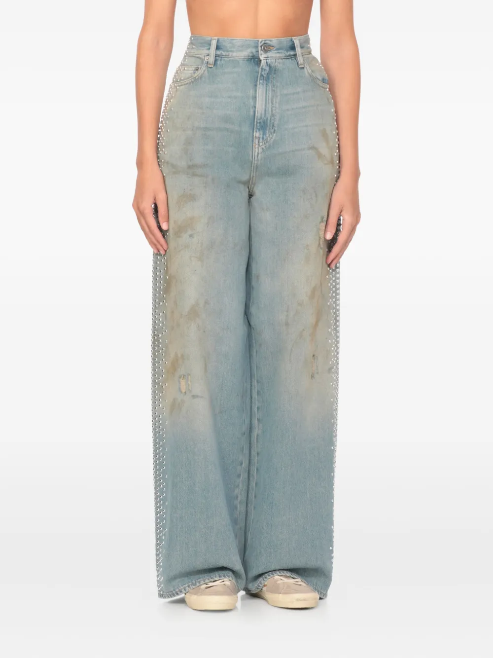 Golden Goose Jeans verfraaid met studs Blauw