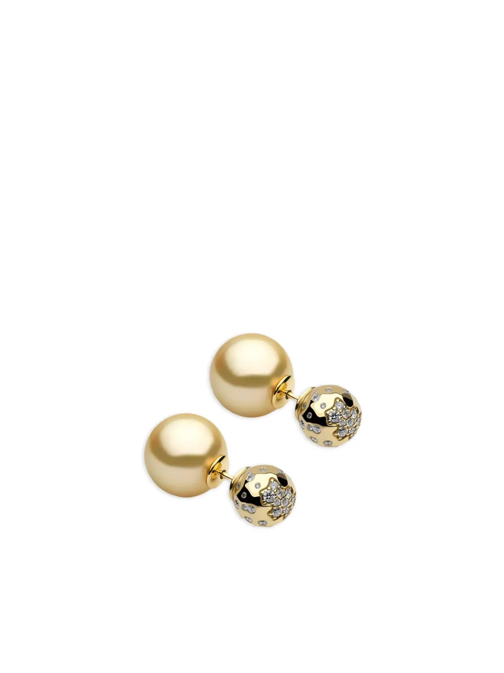 18K yellow gold south sea pearl diamond earrings
