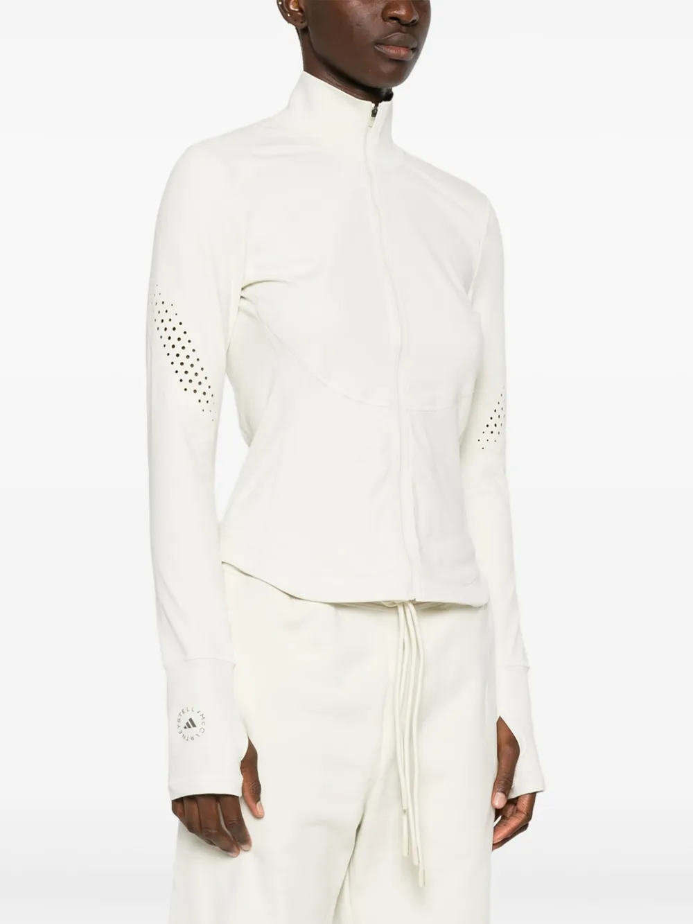adidas by Stella McCartney laser-cut zip-up jacket Beige