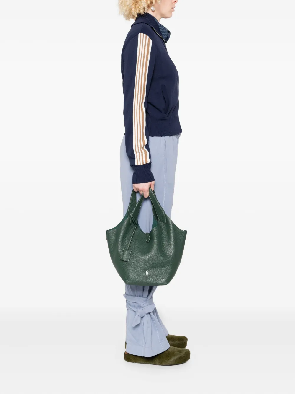 Polo Ralph Lauren medium Shopper leather tote bag Groen