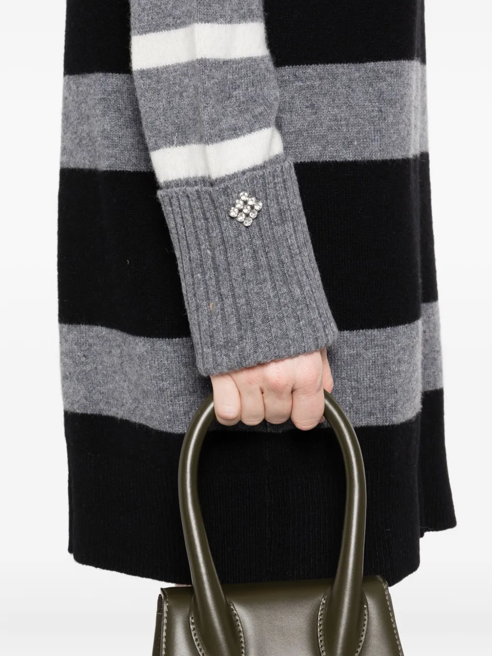 LIU JO striped turtleneck sweater Zwart