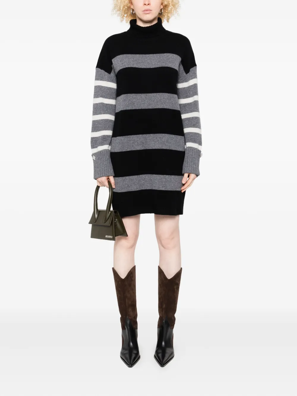 LIU JO striped turtleneck sweater Zwart