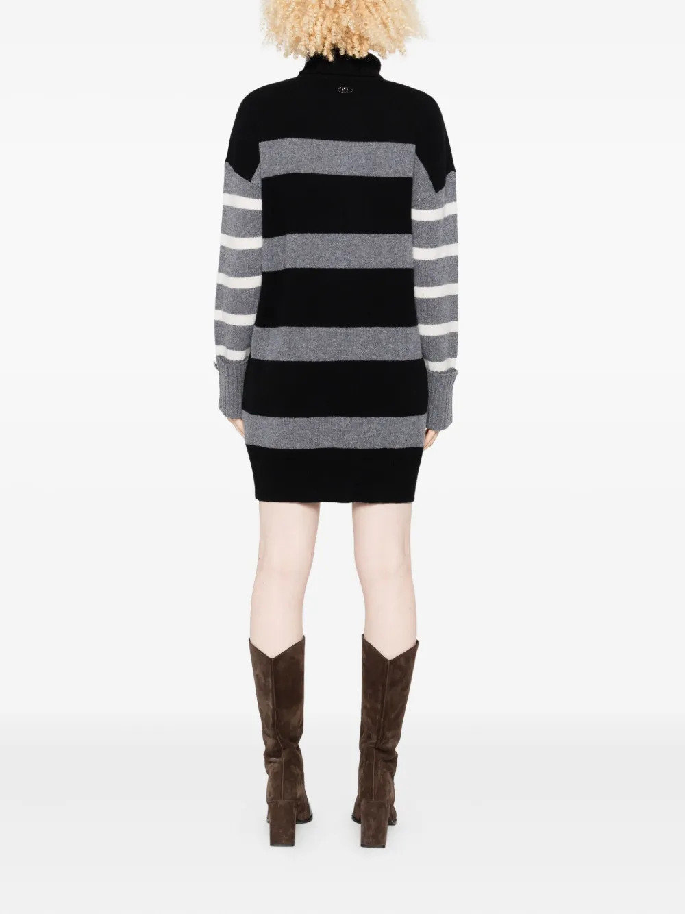 LIU JO striped turtleneck sweater Zwart