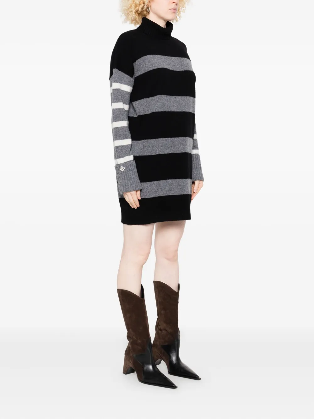 LIU JO striped turtleneck sweater Zwart